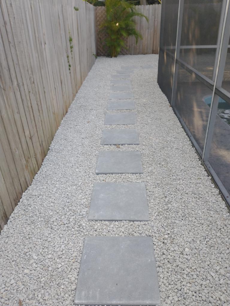 Stepping-stone path on white gravel